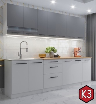 Кухонная мебель флип белый коврик + серый [K3]