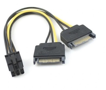 Кабель-адаптер 2x SATA 15 PIN до 6 PIN PCI-E 15 см