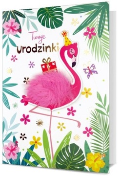 Поздравительная открытка для девушки, женщины фламинго красиво украшенный H2702