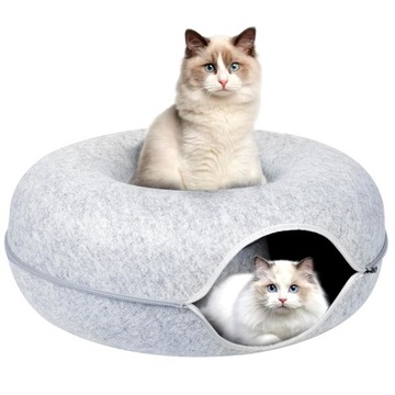 Кровать кошка туннель круглый домик удобный пончик пончик игрушка серый