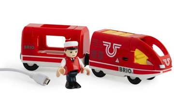 BRIO 33746 КРАСНЫЙ ЛОКОМОТИВ С USB ВАГОН + ФИГУРКА ВАГОН МИР