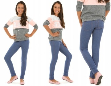 Утепленные джинсовые леггинсы - 152 мрамора
