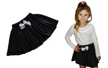 Детская юбка в черный горошек с бантом на резинке 122/128 7-8 лет