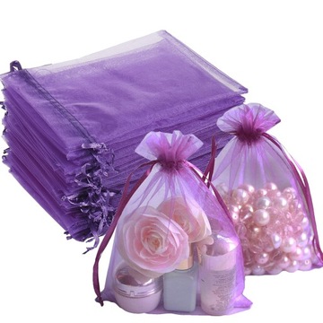 100x чохли з органзи для весільного столу 10x15 фіолетові подарунки для гостей