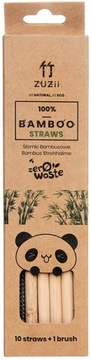 ZUZii Słomki Bambusowe 10+1 zero waste BEZ SKÓRY