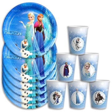 Набор чашек + тарелки на день рождения-Frozen Frozen Party-12 el.