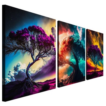 Полотно картини для вітальні на стіну дерево барвисті 3 частини 180x80