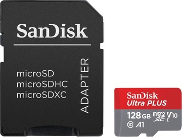 Карта SanDisk Ultra Plus microSD 128 ГБ Plus адаптер