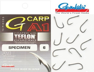 10 x крючок GAMAKATSU A1 G-CARP SPECIMEN Nr. 6 тефлоновое покрытие