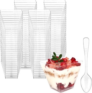 Контейнери контейнери чашки для десертів піраміда 120мл + чайні ложки 50шт