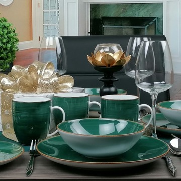 Lubiana BOSS смарагдово-зелений набір посуду 24 EL на 6 осіб чашки 380 мл