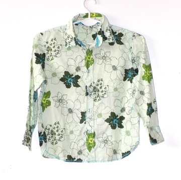 Рубашка для мальчиков зеленая с цветочным принтом Boho Next roz. 116-122 см A1209