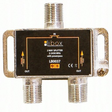 SAT Splitter 1xf/2xf Power Pass lb0037 LIBOX