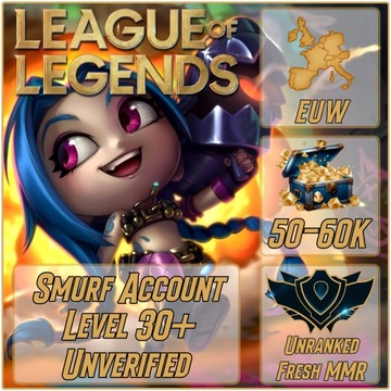 Аккаунт League of Legends Smurf LoL Unranked Unverified 30 LVL EUW 50-60K BE