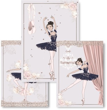 Набір з 3 Картини A3 плакати, балерина танцівниця