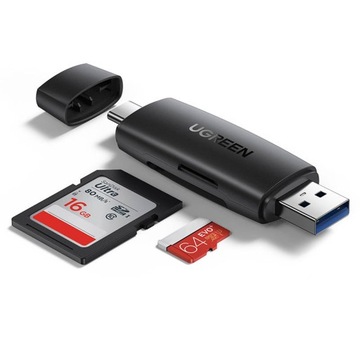 Адаптер USB USB-C Ugreen SD + microSD кард-ридер