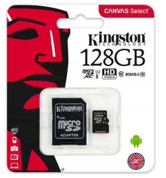 KINGSTON MICROSD КАРТА 128GB MICRO CL10 SD АДАПТЕР