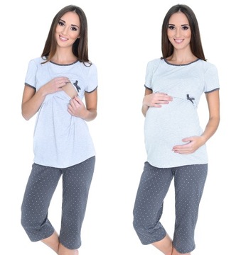 Пижама для беременных и кормящих меланж / серый L