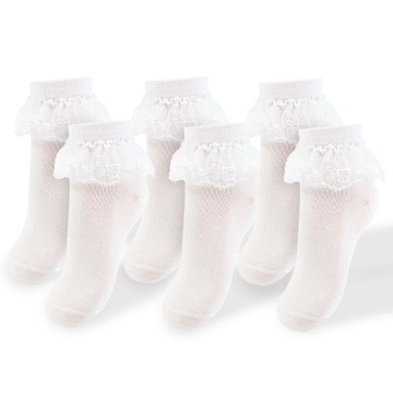 3 пары детских носков из хлопка с кружевными оборками для маленьких девочек 23-26