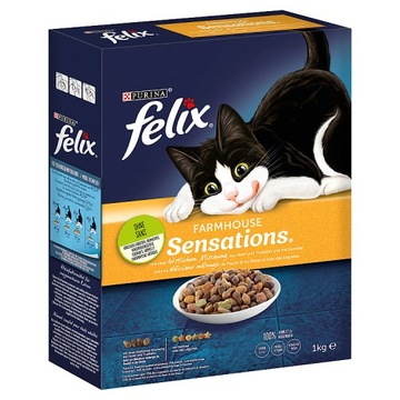 FELIX сухой корм для кошек смесь курицы и индейки с овощами 1 кг