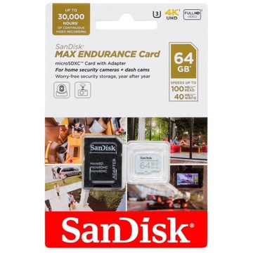 Карта памяти SanDisk MAX Endurance SDXC 64GB / 100 для видеокамер