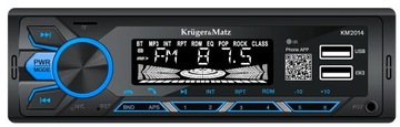 Kruger & Matz km2014 автомобільний радіоприймач AUX USB x2 MP3 Bluetooth