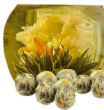 Белый чай с хризантемой цветущий шар чай