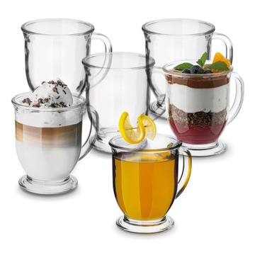 Стеклянные кофейные чашки для чая, стаканы для напитков 6XKUBEK JUMBO 450ml Tadar
