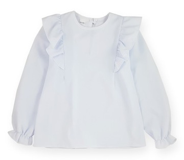 Белая праздничная рубашка для девочек с оборками 152 см