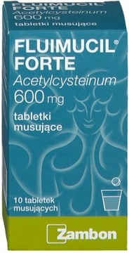 Fluimucil Forte 600 мг вологий кашель 10 таблеток мус