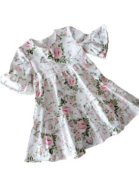 Гарне плаття з бавовни з квітковим принтом трапецієподібної форми 98