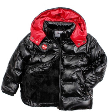 Зимняя куртка водонепроницаемая черная очень теплая меховая 4 110 116