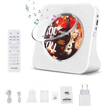 Портативный CD-плеер Bluetooth fm-Радио hifi с европейской вилкой Белый