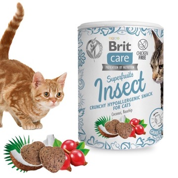 BRIT CARE CAT SNACK SUPERFRUITS насекомое лакомство для кошек с аллергией 100 г