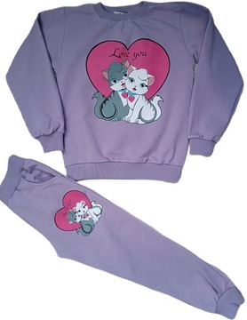 Комплект спортивный костюм для девочки 122 брюки и толстовка с котенком, котята фиолетовый
