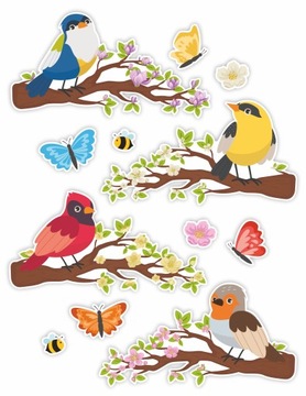 Весеннее украшение-птицы на ветках (большие ~A3)