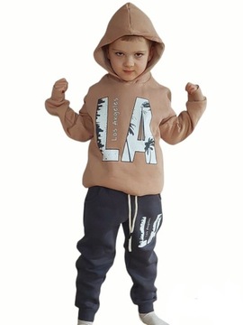 Спортивный костюм для мальчиков, теплая хлопковая толстовка с капюшоном, штаны 122