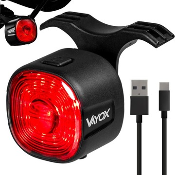 Велосипедний задній ліхтар червоний 17xled водовідштовхувальний потужний USB-C VAYOX