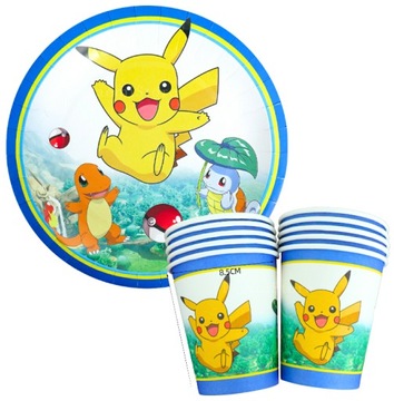 Набір Pokemon GO чашки + тарілки Пікачу Pokeball день народження 20 шт.