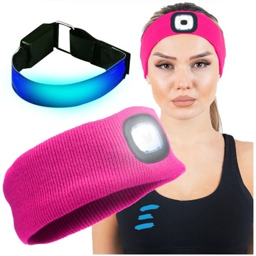 Повязка на голову из махровой ткани для волос, спортивная повязка на голову со съемным USB-светодиодным налобным фонарем
