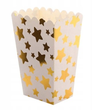 Хит попкорн коробки белый в злотых звезд 6шт