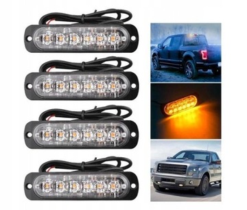 4PCS 6 LED STROBE LED ПОМАРАНЧЕВІ АВАРІЙНІ ВОГНІ 12V