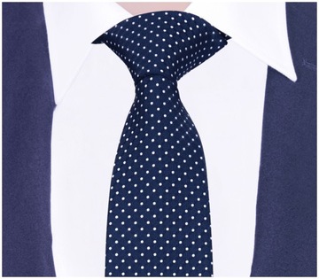 Жаккардовый мужской галстук в горошек темно-синий GREG G91