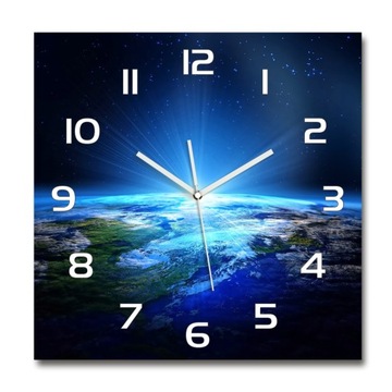Скляні настінні годинники, велика планета Земля 60x60