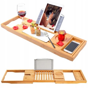 Бамбукова полиця для ванної, регульований столик 75-110, 5 см