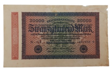 Старая банкнота Германия 20000 марок 1923
