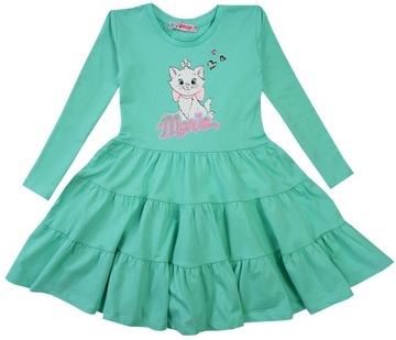 Платье длинный рукав хлопок зеленый котенок 4/5 H116A
