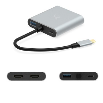 Концентратор ПК HDMI сплиттер 4K / 60Hz KRUX USB - C HDMI адаптер 2xHDMI 1xusb