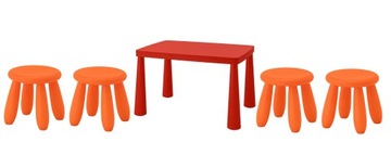 IKEA Mammut журнальный столик красный + 4 стула для детей