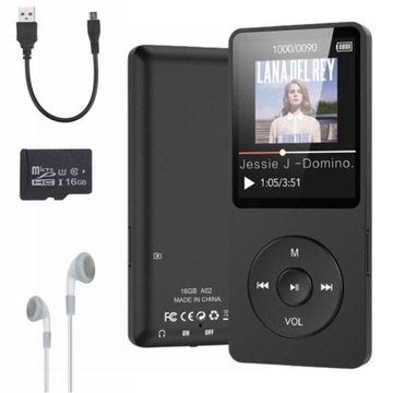 MP3-ПЛЕЕР WMA 16GB ДИКТОФОН + НАУШНИКИ БЕСПЛАТНО ЧЕРНЫЙ